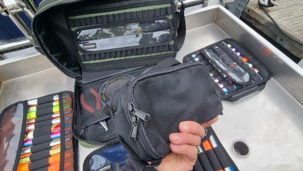 The Palmarius Jig Case, available at JOKER, heres the eel pouch, mesh storage on the back