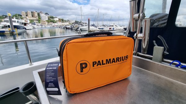 The Palmarius Jig Case in Orange. A fully licenced product from hPA France. Comes with x4 double sided card inserts, a reel case with zipped mesh compartment, mesh storage in the lid and shoulder strap. Super tough and enough for every possible trip!